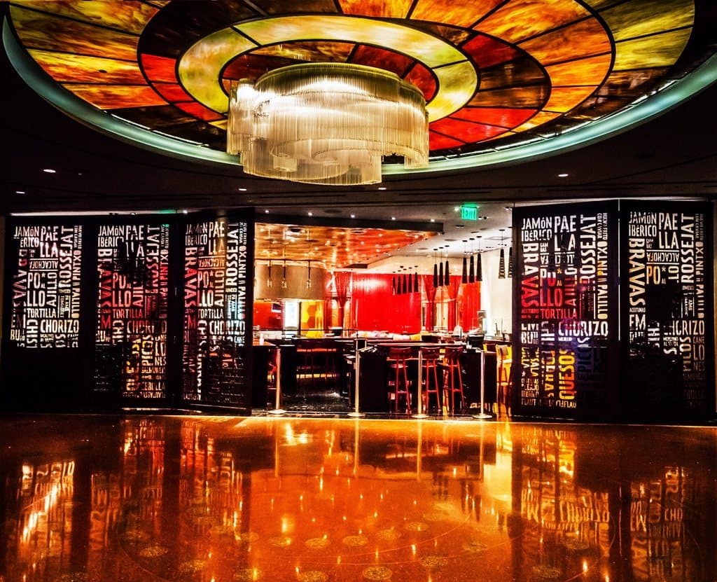 Elegant interior of a nightclub with ambient lighting